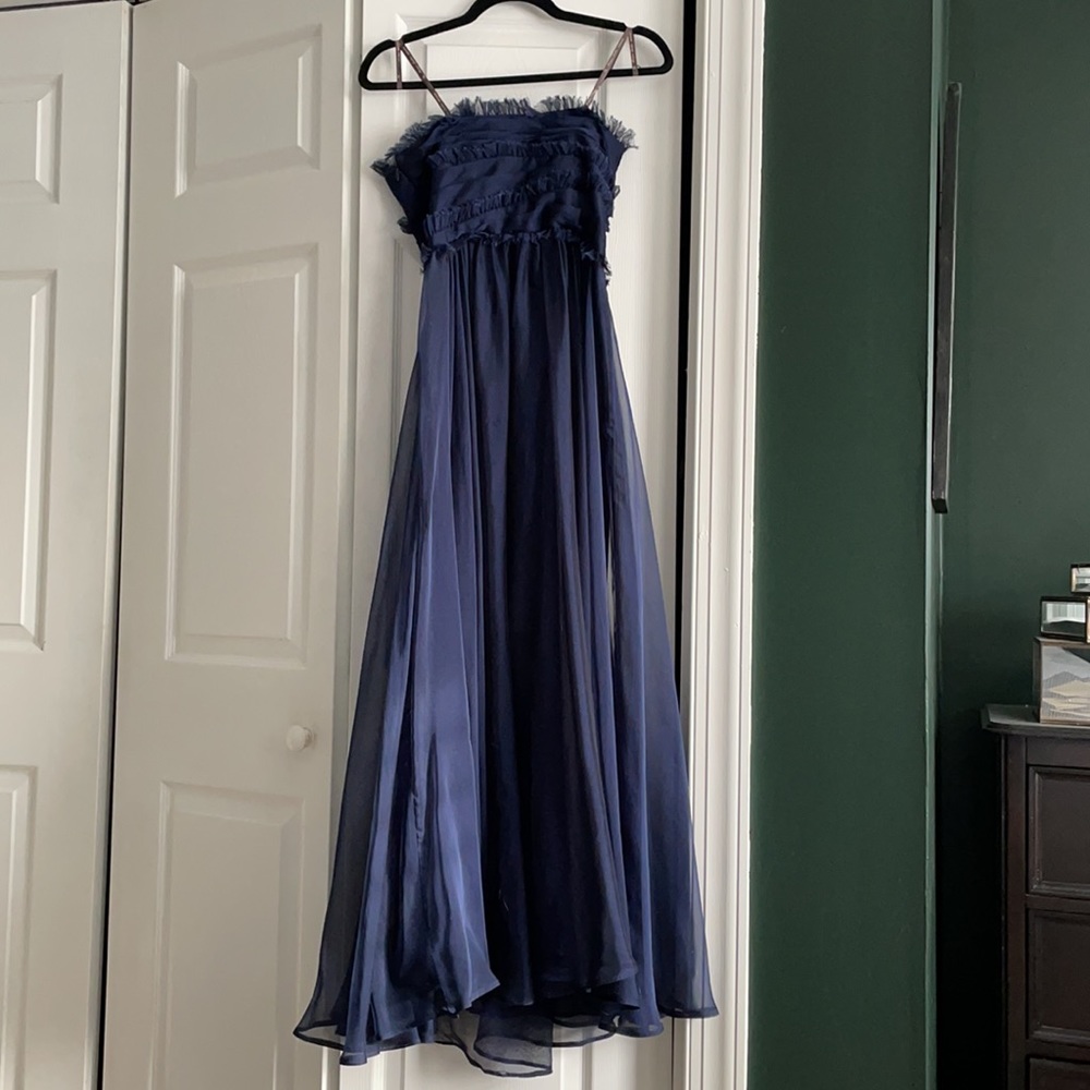 Navy Blue, Monique Lhuillier floor-length dress, size 2, length altered - Picture 6 of 6